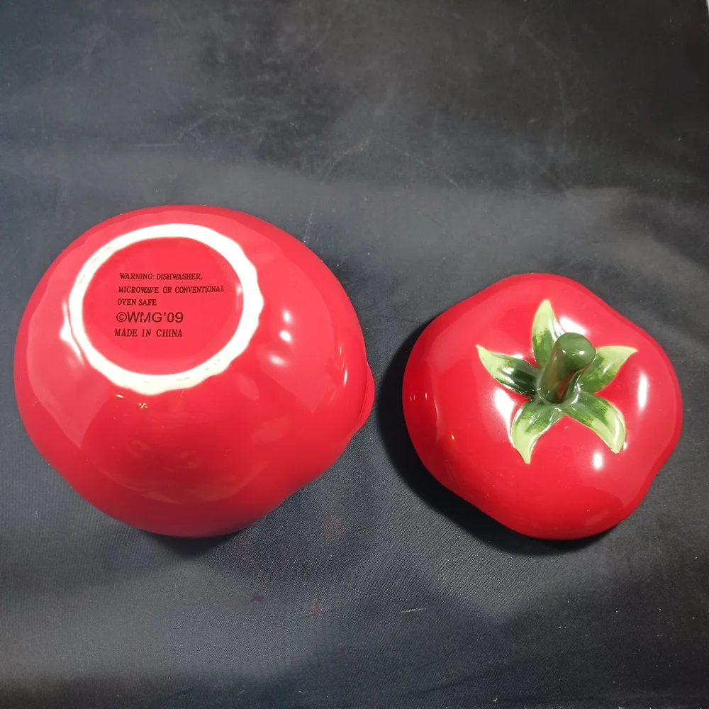 Vintage Tomato Shape Sugar/ Salt Jar Dish Small 4in x 4in